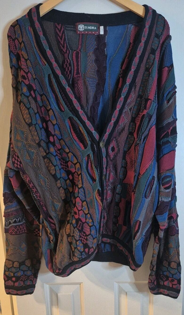 Tundra Canada Vintage 90s Button Up Sweater Mens Large L Cosby Mercerized cotton
